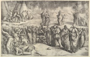 Izraelici zbierają Mannę, ca. 1547. autorstwa Battista Franco Veneziano