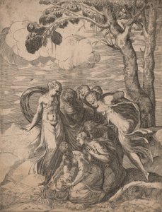 Znalezienie Mojżesza, 1540s. autorstwa Battista del Moro