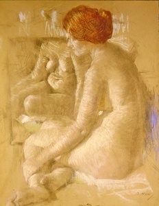 Nude Girl-Reflections (kreda na papierze)