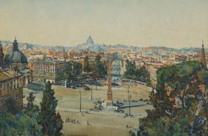 Rzym, od Pincio, Piazza Del Popolo autorstwa Beatrice Mary Seccombe Leech