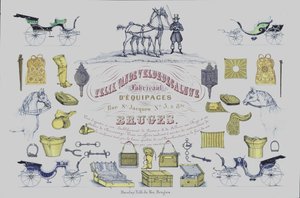 Reklama Felix Van de Velde-Decaluwe, producenta powozów konnych, Brugia, Belgia (kolorowa litografia) autorstwa Belgian School