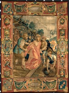 Chrystus zostaje pozbawiony szat. Gobelin wykonany w manufakturach w Brukseli. XVI-wieczne geny, Musei di Strada Nuova autorstwa Belgian School