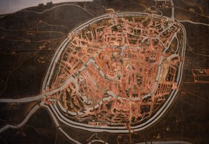 Mapa Brugii. anonimowy. 1546-1600. Detal (malarstwo) autorstwa Belgian School