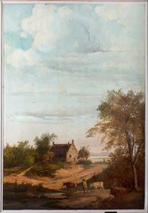 Drugie zaplecze z tyłu, sala posiedzeń, polichromie ze scenami wiejskimi w stylu klasycystycznym, prawdopodobnie z ok. 1810 r., scena 7 autorstwa Belgian School