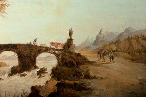 Drugie zaplecze z tyłu, sala posiedzeń, polichromie ze scenami wiejskimi w stylu klasycystycznym, prawdopodobnie z ok. 1810 r., scena 1 autorstwa Belgian School