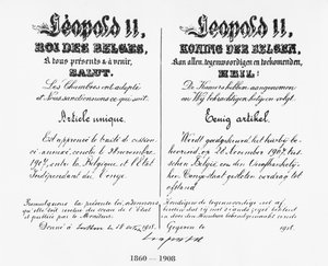 Podpis króla Leopolda II (1835-1909) zatwierdzającego aneksję Konga do Belgii, 1908