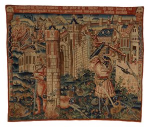 Gobelin, Herkules u bram miasta Prycus lub Herkules napadający na miasto, prawdopodobnie z Tournai (wełna i jedwab) autorstwa Belgian School