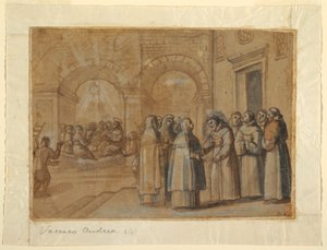 Rysunek Spotkanie świętych Franciszka i Klary, ok. 1630 r.