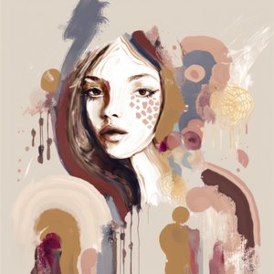 Portret kobiety w abstrakcyjnym stylu autorstwa Bella Eve