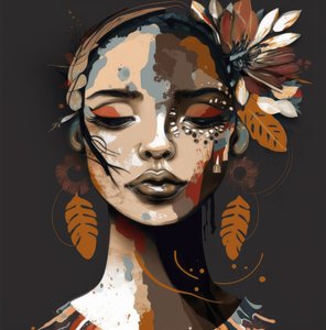 Portret kobiety z zamkniętymi oczami autorstwa Bella Eve