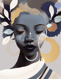 Portret kobiety o spokojnym wyrazie twarzy autorstwa Bella Eve