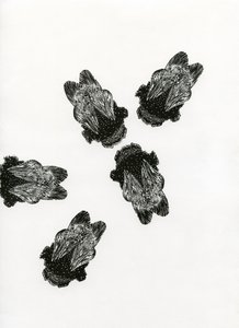 Spotkanie trzmieli, 2013 (drewno na papierze) autorstwa Bella Larsson