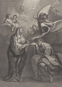 Ilustracja 6: Sen św. Józefa, z Matką Boską po lewej i aniołem powyżej, który wskazuje ..., 1777 autorstwa Benedetto Eredi