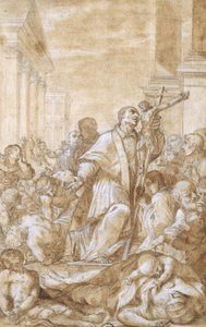 Święty Carlo Borromeo wśród chorych na dżumę autorstwa Benedetto Luti