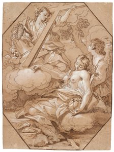 The Ecstasy of Saint Mary Magdalene, c.1715-19 (pióro i atrament z brązowym rozmyciem, podkreślone bielą, z ośmiokątnymi liniami brązowego atramentu na papierze wykładanym)