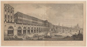 Adelphi vanaf de Tamiza w Londynie Widok na południowy front nowych budynków zwany Adelphi, dawniej Durham Yard (...) (tytuł na obiekcie) autorstwa Benedetto Pastorini