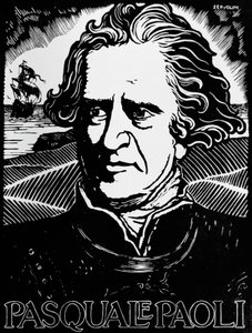 Portret Pasquale Paoli, korsykańskiego męża stanu, generała i patrioty (drzewryt) autorstwa Benedetto Servolini