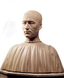 Popiersie Philippe Strozzi (lub Filippo) (1489-1538), włoskiego kondotiera i polityka. Marmurowa rzeźba Benedetto da Maiano (1442-1497) XV-wieczny Paryż, Luwr.