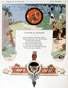 Lis i winogrona, ilustracja z „Bajek” Jeana de la Fontaine