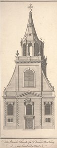Kościół parafialny św. Edmunda Króla przy Lombard Street, ok. 1750 r. (rycina)