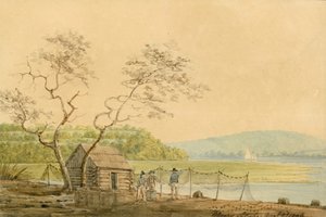 Widok z Packet Wharf we Frenchtown Patrząc w dół Elk Creek, 1806.