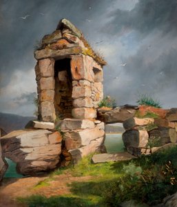 Ruiny, Góra św. Michała, Kornwalia, 1858. autorstwa Benjamin Johnson