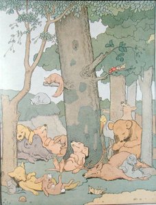 Ilustracja do albumu „Gedeon, wódz złodziei” (kolorowa grawerunek) autorstwa Benjamin Rabier