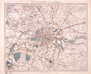 Mapa Londynu, ok. 1860 r. autorstwa Benjamin Rees Davies