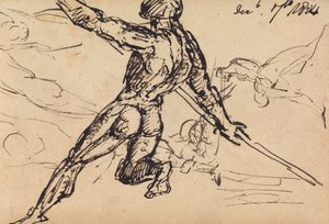 Studia postaci nagiego mężczyzny z włócznią autorstwa Benjamin Robert Haydon