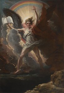 Potężny anioł stoi nad lądem i nad morzem autorstwa Benjamin West