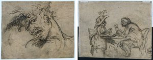 Głowa krzyczącego mężczyzny (recto) Kobieta i mężczyzna Karty do gry (verso) autorstwa Benjamin West