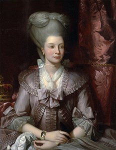 „Królowa Charlotte (Sophia-Charlotte, Sophia Charlotte) z Meklemburgii Strelitz (1744-1818), żona Jerzego III z Anglii”” – rysuje West, Benjamin (1738-1820) Królowa Charlotte z Wielkiej Brytanii (1744 -1818) ) Olej na płótnie 1777 Yale Universi autorstwa Benjamin West