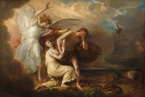 Wypędzenie Adama i Ewy z raju autorstwa Benjamin West