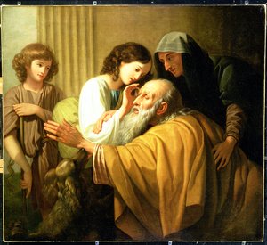 Tobiasz leczący ślepotę ojca, 1772 r. autorstwa Benjamin West