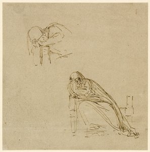 Dwa szkice płaczącej kobiety autorstwa Benjamin West