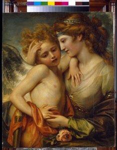 Wenus pociesza użądlenia Kupidyna przez pszczołę. (Wenus pociesza Kupidyna użądlonego przez pszczołę). Obraz Benjamina Westa (1738-1820), olej na płótnie