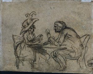 Kobieta i mężczyzna w karty do gry (verso) autorstwa Benjamin West