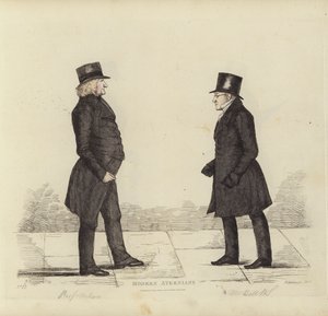 Wybitni Edynburczycy, aka Współcześni Ateńczycy, John Wilson, Esq, profesor filozofii moralnej, George Joseph Bell, Esq, profesor prawa szkockiego (kolorowa grawerunek) autorstwa Benjamin William Crombie