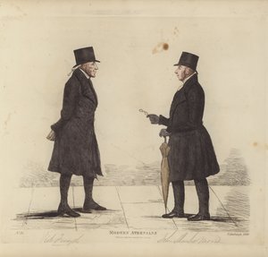 Wybitni Edynburczycy, aka Współcześni Ateńczycy, Robert Forsyth, Esq, Advocate, John Shank More, Esq, LLD, Advocate (kolorowy grawerunek) autorstwa Benjamin William Crombie