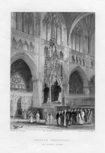Tron biskupi, katedra w Exeter, Devon, ok. 1836–1842 r. autorstwa Benjamin Winkles