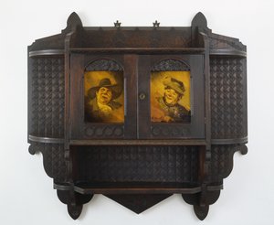 Wisząca Szafka Ścienna z Ceramicznymi Tablicami, ok. 1900 r. 1890 (czarny orzech i ceramika) autorstwa Benn Pitman