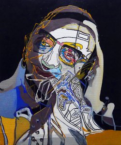 50 najważniejszych pisarzy w historii: Michel Foucault, 2015 (olej i akryl na płótnie) autorstwa Benoit Erwann Boucherot