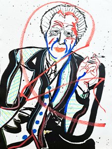 Surportret: Frank Lloyd Wright, 2022 (akryl na papierze) autorstwa Benoit Erwann Boucherot