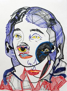Surportrait : Marguerite Duras 2, 2021 (akryl na papierze) autorstwa Benoit Erwann Boucherot