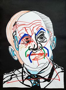 Surportret: Oscar Niemeyer, 2022 (akryl na papierze) autorstwa Benoit Erwann Boucherot