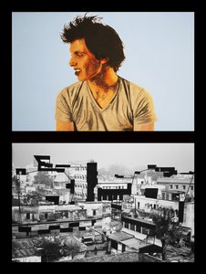 Yohan in Benares, 2005 (olej na 2 zestawionych płótnach) autorstwa Benoit Erwann Boucherot