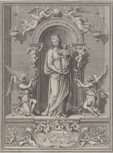 Madonna z Loreto, w niszy z aniołami po obu stronach, 1650-1724. autorstwa Benoît Farjat