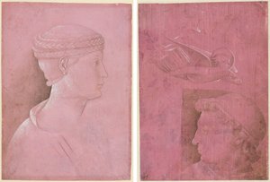 Popiersie kobiety (rekto); Głowa mężczyzny, dwa studia profilu kobiety i studium anioła (verso) autorstwa Benozzo Gozzoli