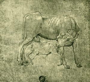 Krowa i cielę, połowa końca XV w., 1943 r. autorstwa Benozzo Gozzoli