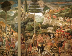 Włoski: Podróż Trzech Króli: Procesja Melchiora z najstarszym królem autorstwa Benozzo Gozzoli